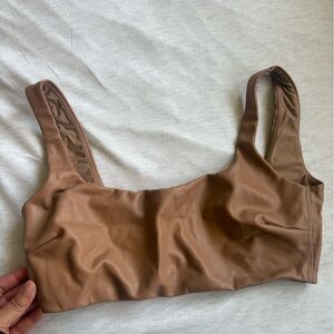 SKIMS Tan Faux Leather Bralette